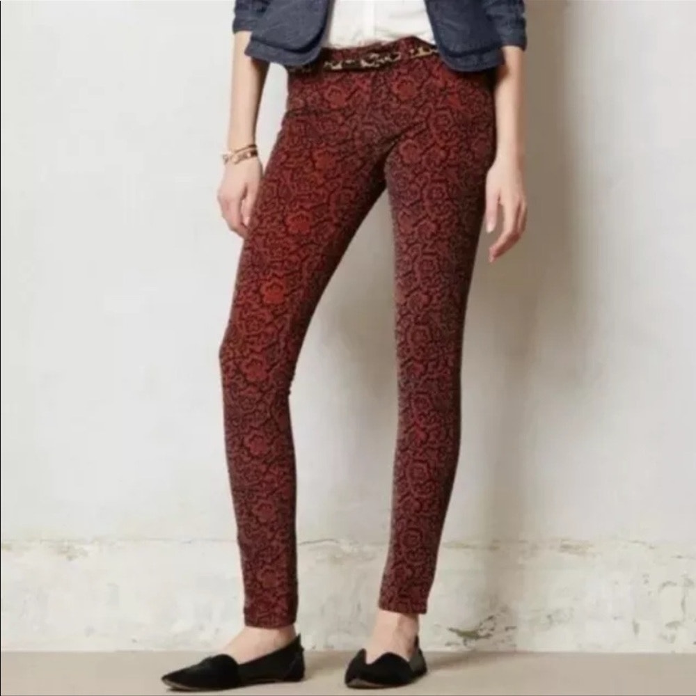 Anthropologie Pilcro Euc Women's Navy Orange Serif Corduroy Pants Size 30